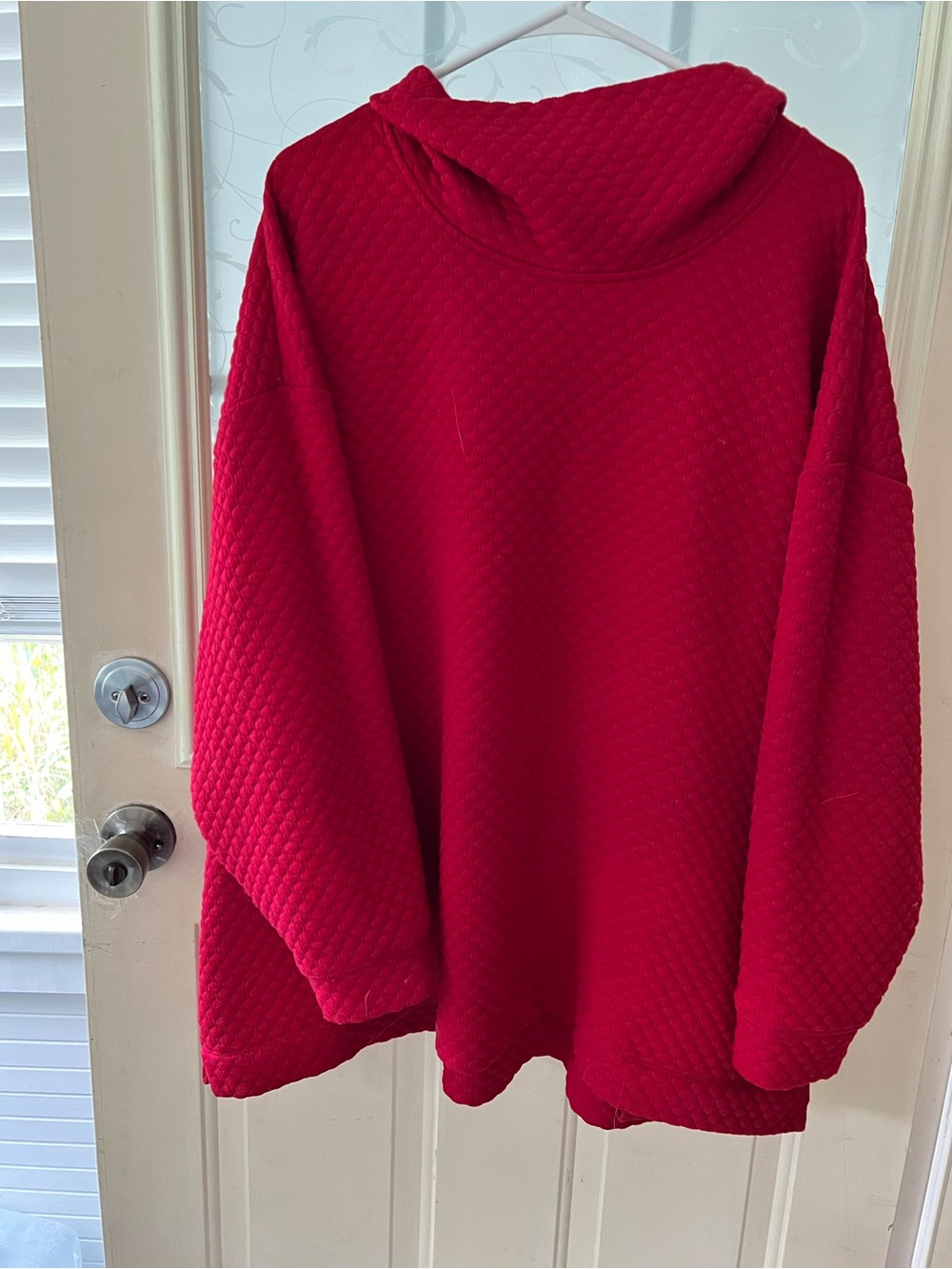 Coldwater Creek 3x quilted cowl neck long sleeve tunic in red. - Picture 2 of 8